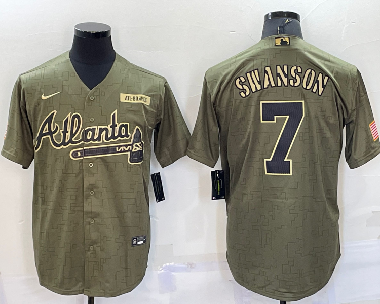 Men's Atlanta Braves Dansby Swanson #7 Brown Jersey