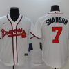 Men's Atlanta Braves Dansby Swanson #7 White Jersey