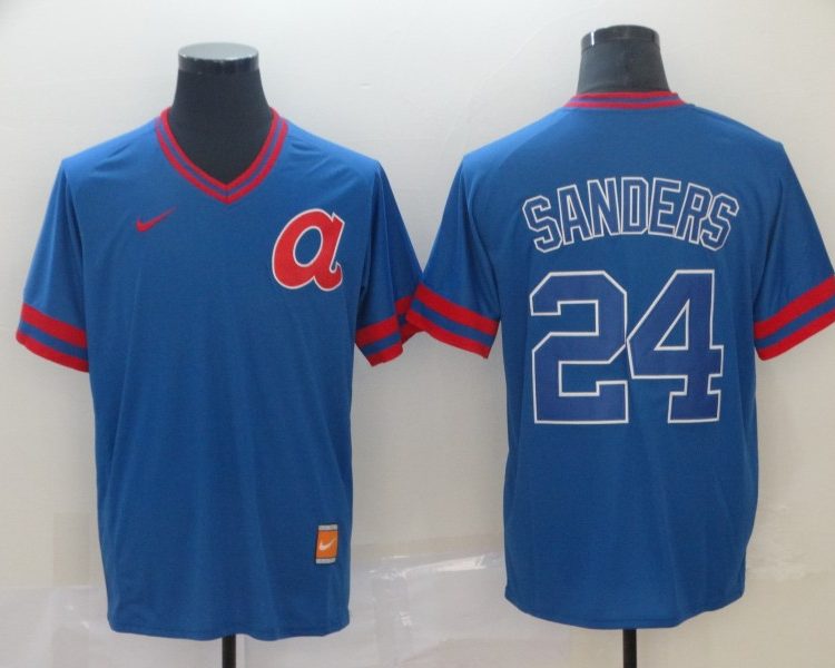 Men's Atlanta Braves Deion Sanders #24 Blue Jersey