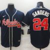 Men's Atlanta Braves Deion Sanders #24 Navy Jersey