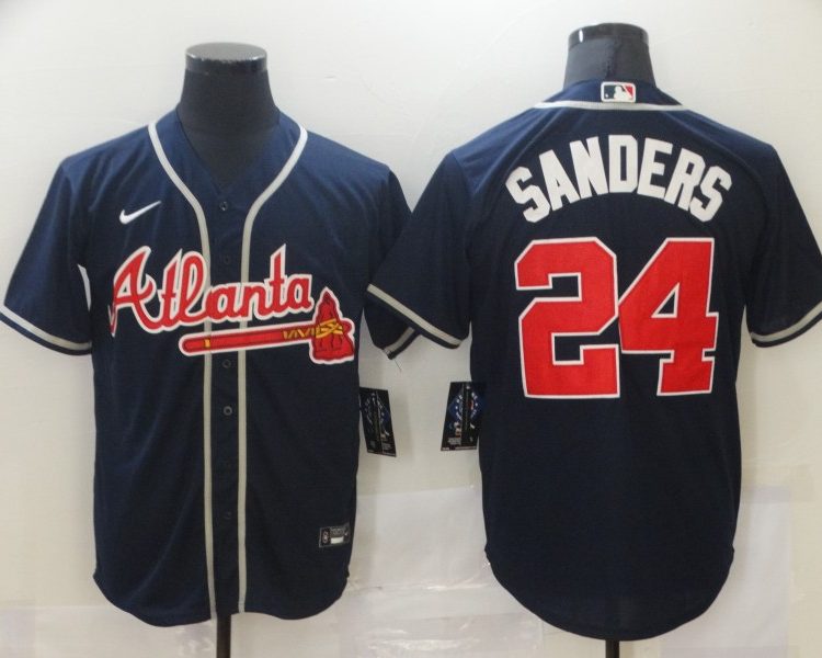 Men's Atlanta Braves Deion Sanders #24 Navy Jersey