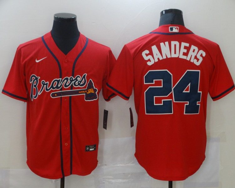 Men's Atlanta Braves Deion Sanders #24 Red Jersey