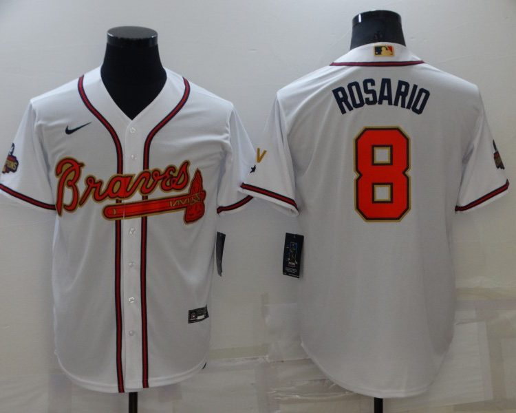 Men's Atlanta Braves Eddie Rosario #8 White Jersey
