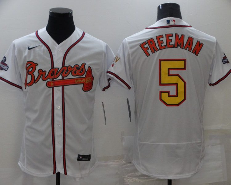 Men's Atlanta Braves Freedie Freeman #5 White Jersey Champion Edition