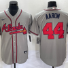 Men's Atlanta Braves Hank Aaron #44 Gray Jersey