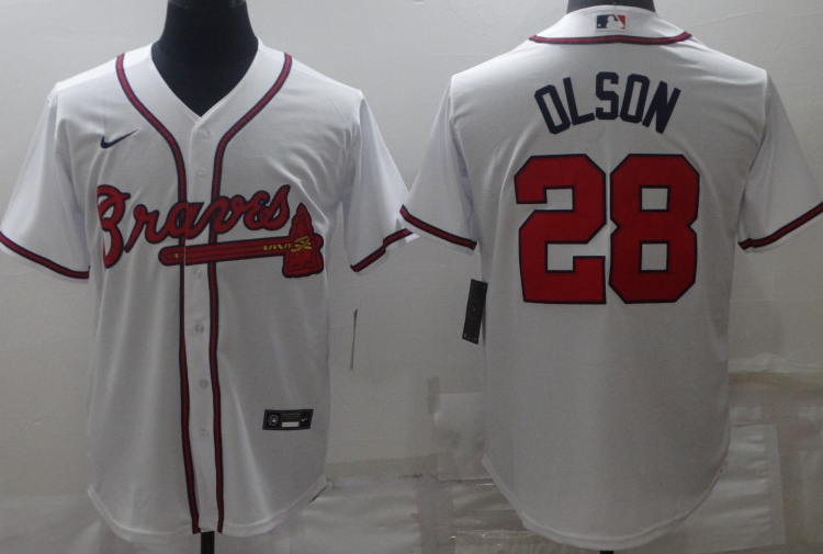 Men's Atlanta Braves Matt Olson #28 White Jersey