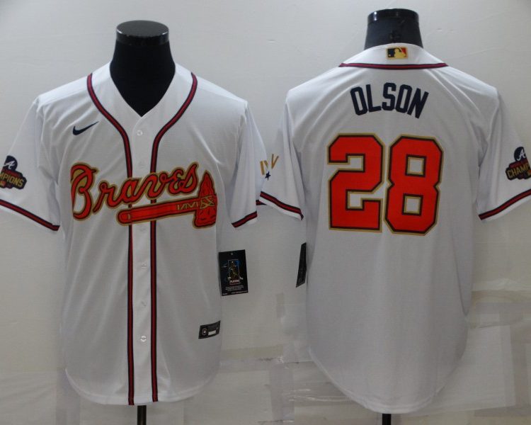 Men's Atlanta Braves Matt Olson #28 White Jersey