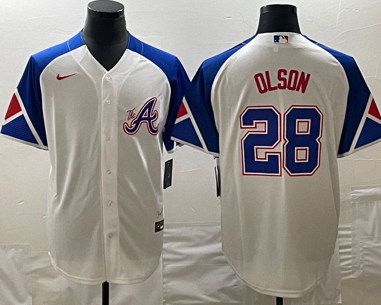 Men's Atlanta Braves Matt Olson Nike White 2023 City Connect Jersey