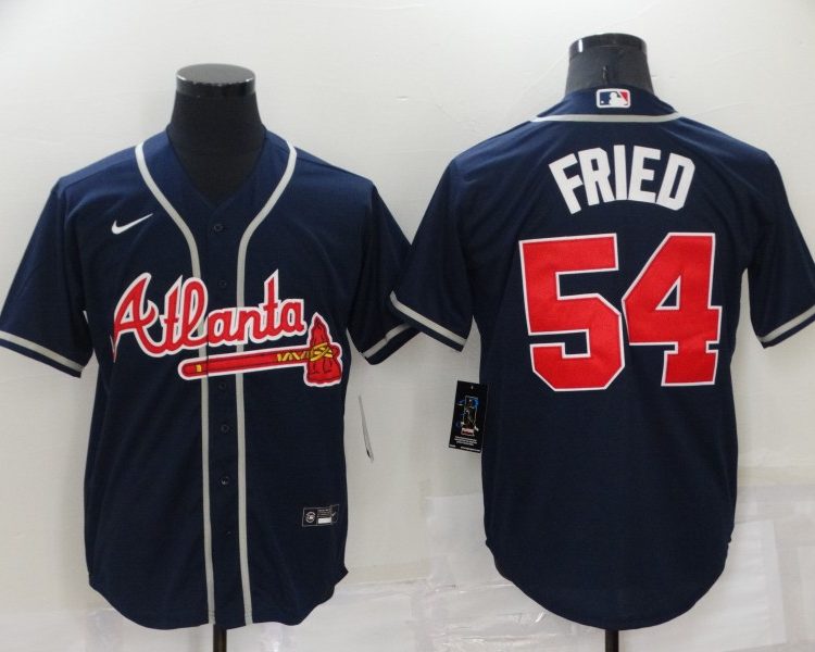 Men's Atlanta Braves Max Fried #54 Navy Jersey