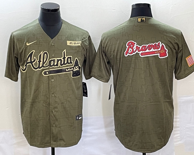 Men's Atlanta Braves Olive Salute To Service Limited Jersey