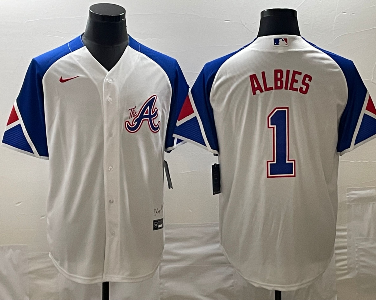 Men's Atlanta Braves Ozzie Albies Nike White 2023 City Connect Jersey