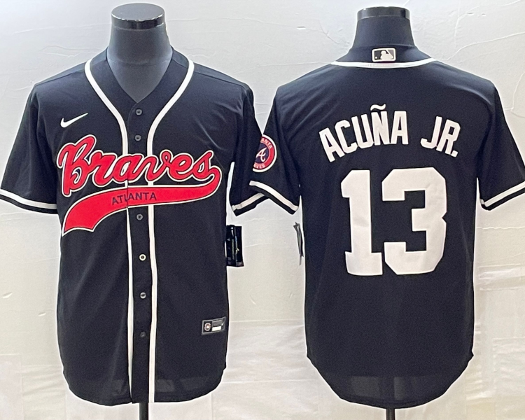 Men's Atlanta Braves Ronald Acuna Jr. #13 Black Jersey Joint Edition