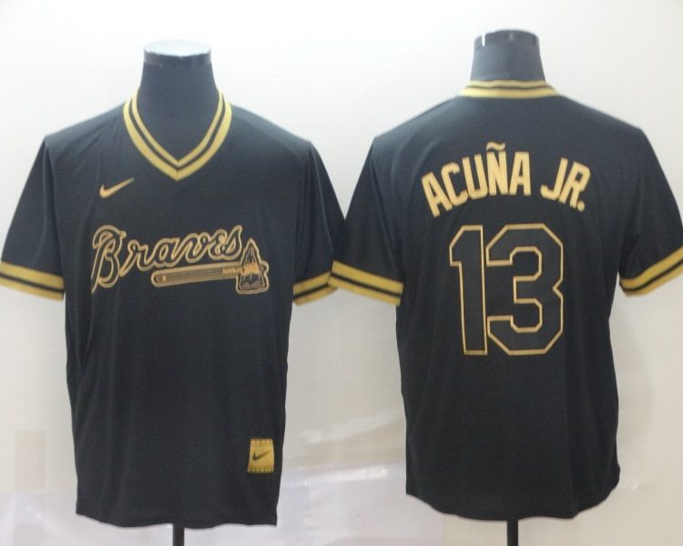 Men's Atlanta Braves Ronald Acuna Jr. #13 Black Jersey