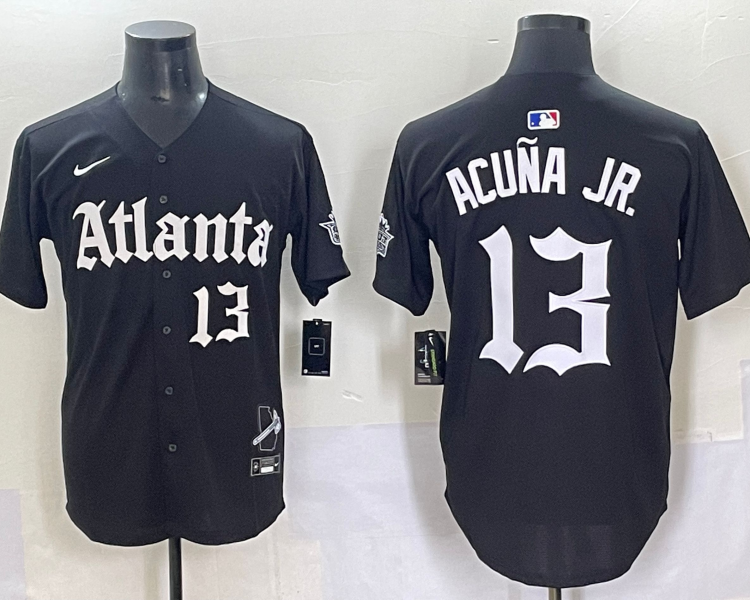 Men's Atlanta Braves Ronald Acuna Jr. #13 Black Limited Jersey