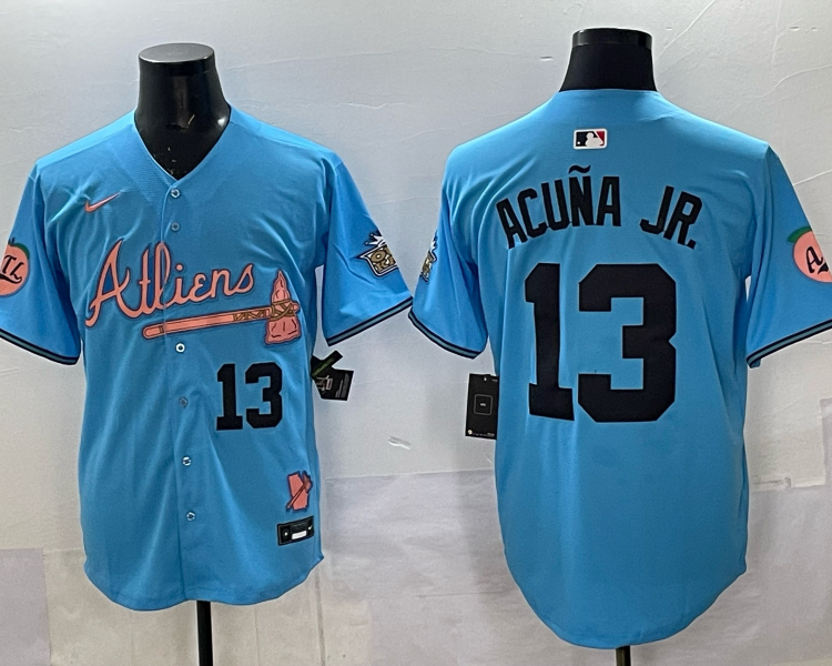 Men's Atlanta Braves Ronald Acuna Jr. #13 Blue Name Jersey