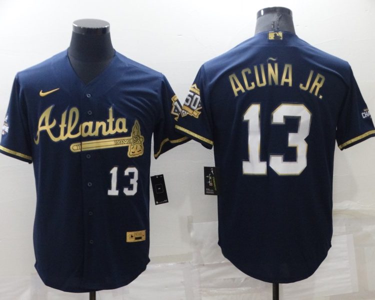 Men's Atlanta Braves Ronald Acuna Jr. #13 Navy Stitched Jersey