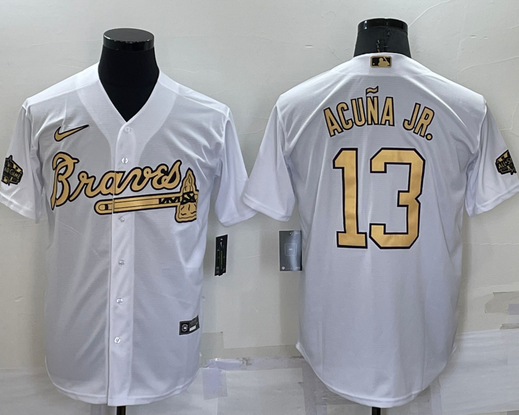 Men's Atlanta Braves Ronald Acuna Jr. #13 White Stitched Jersey