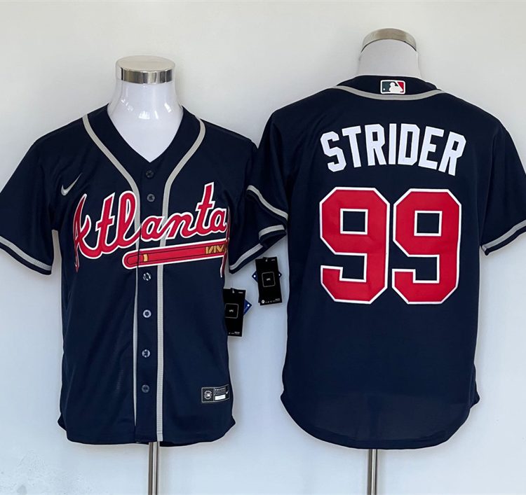 Men's Atlanta Braves Spencer Strider #99 Navy Alternate Jersey