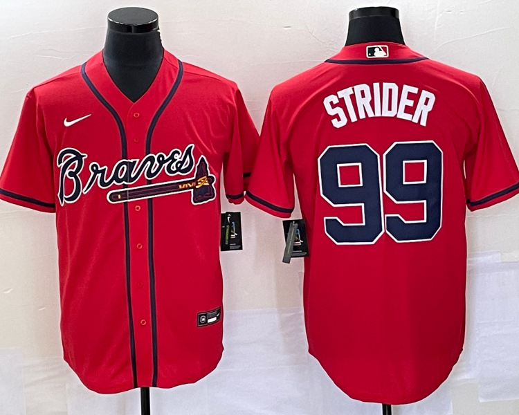 Men's Atlanta Braves Spencer Strider #99 Red Jersey