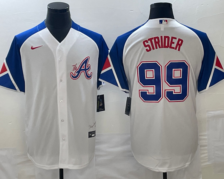 Men's Atlanta Braves Spencer Strider #99 White 2023 City Connect Jersey