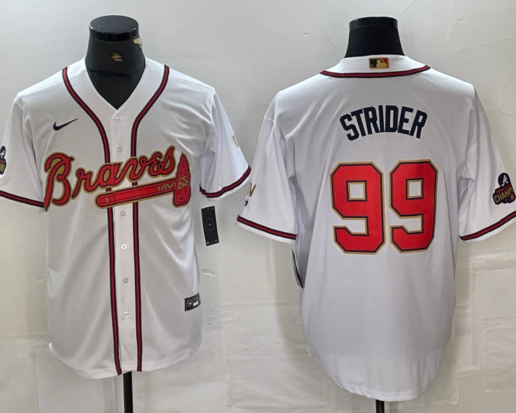 Men's Atlanta Braves Spencer Strider #99 White Jersey