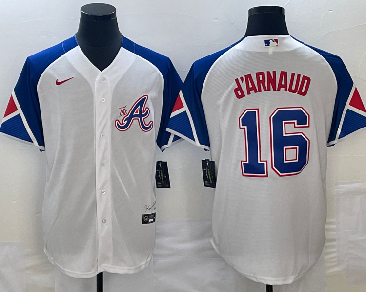 Men's Atlanta Braves Travis d'Arnaud #16 White 2023 City Connect Jersey