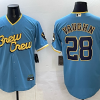 Men's Milwaukee Brewers Andrew Vaughn #28 Powder Blue City Connect Limited Jersey