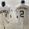 Men's Milwaukee Brewers Brice Turang #2 White Limited Jersey