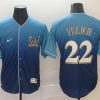 Men's Milwaukee Brewers Christian Yelich #22 MLB Blue Gradient Jersey