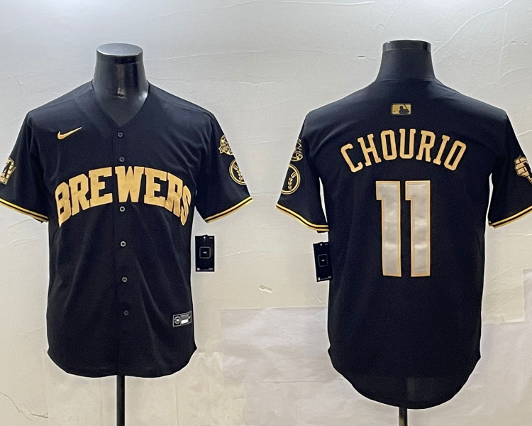 Men's Milwaukee Brewers Jackson Chourio #11 Black Jersey