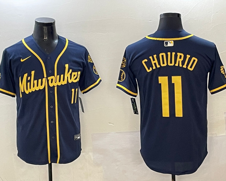 Men's Milwaukee Brewers Jackson Chourio #11 Navy Limited Jersey