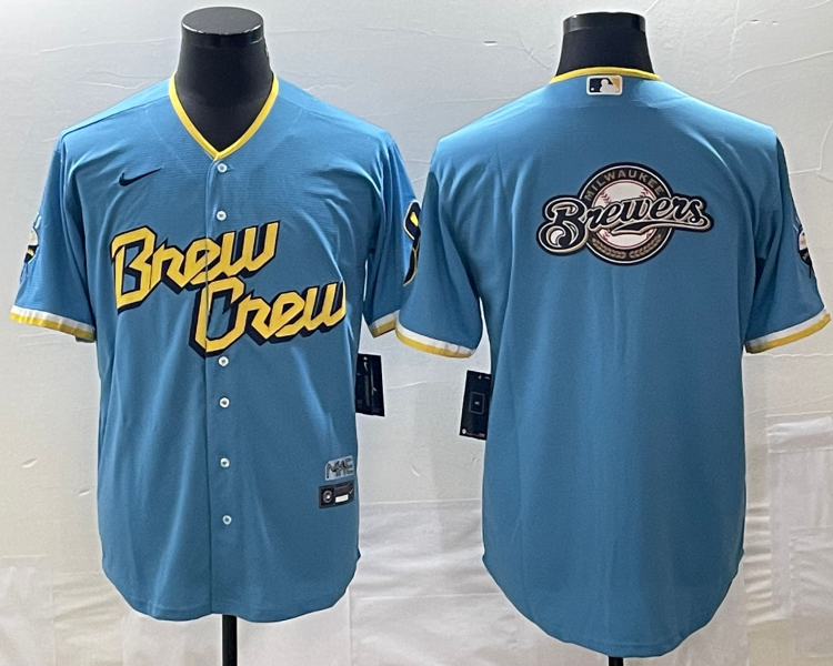 Men's Milwaukee Brewers Powder Blue 2022 City Connect Team Jersey