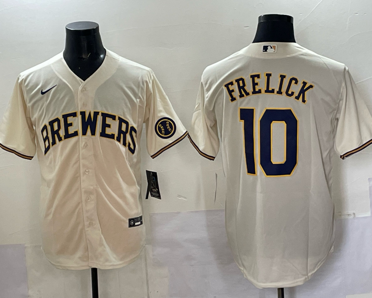 Men's Milwaukee Brewers Sal Frelick #10 Cream Home Jersey