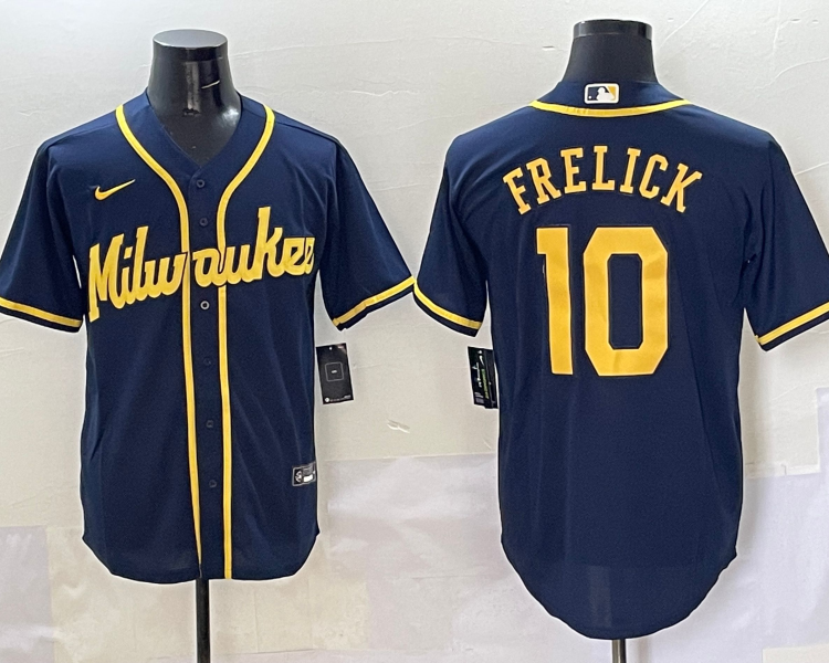 Men's Milwaukee Brewers Sal Frelick #10 Navy Alternate Limited Jersey