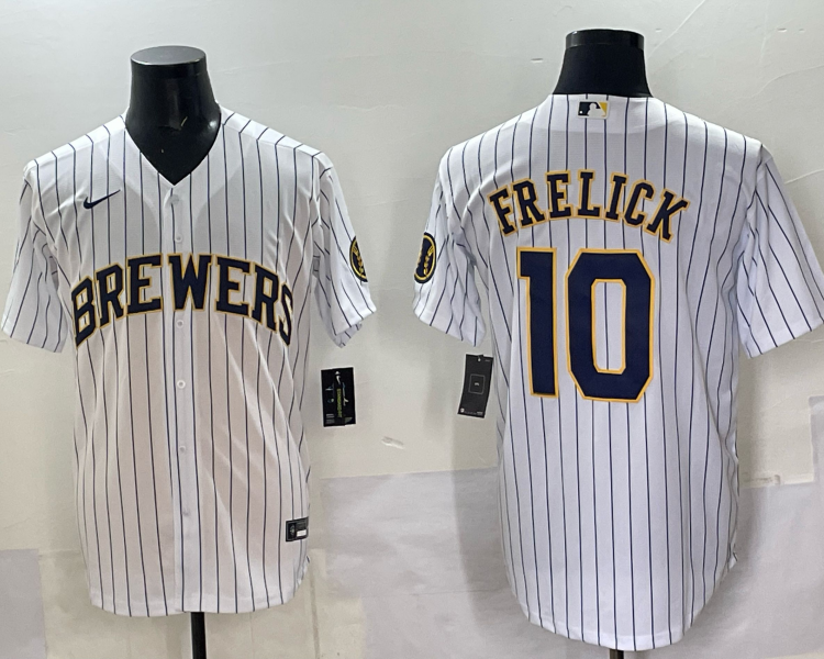Men's Milwaukee Brewers Sal Frelick #10 White Jersey