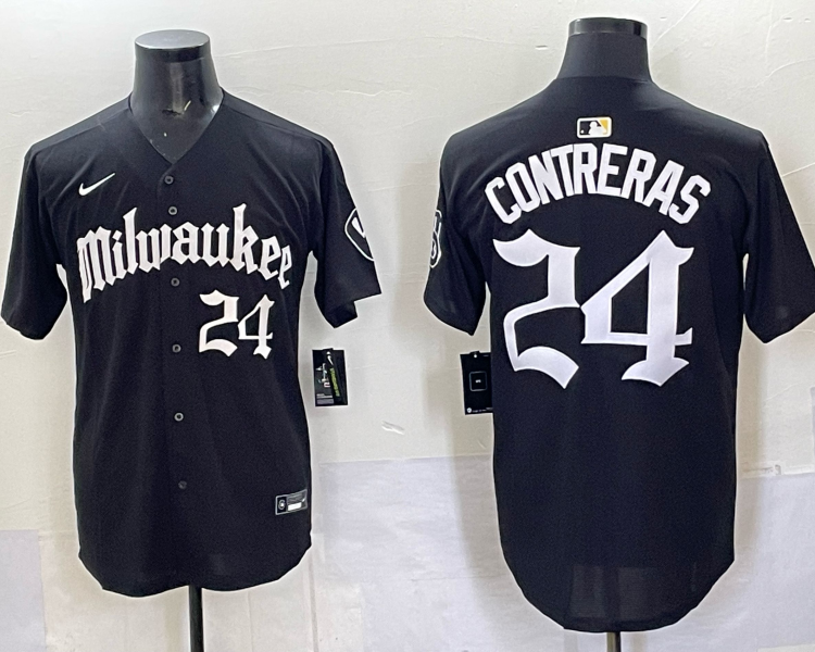 Men's Milwaukee Brewers William Contreras #24 Black Jersey