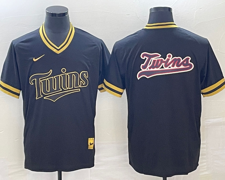 Men's Minnesota Twins Black Logo Jersey