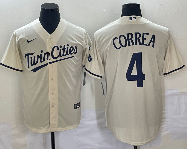 Men's Minnesota Twins Carlos Correa #4 Beige Alternate Jersey