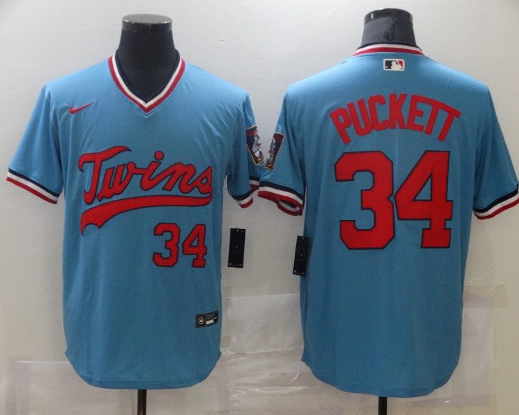 Men's Minnesota Twins Kirby Puckett #34 Blue Jersey