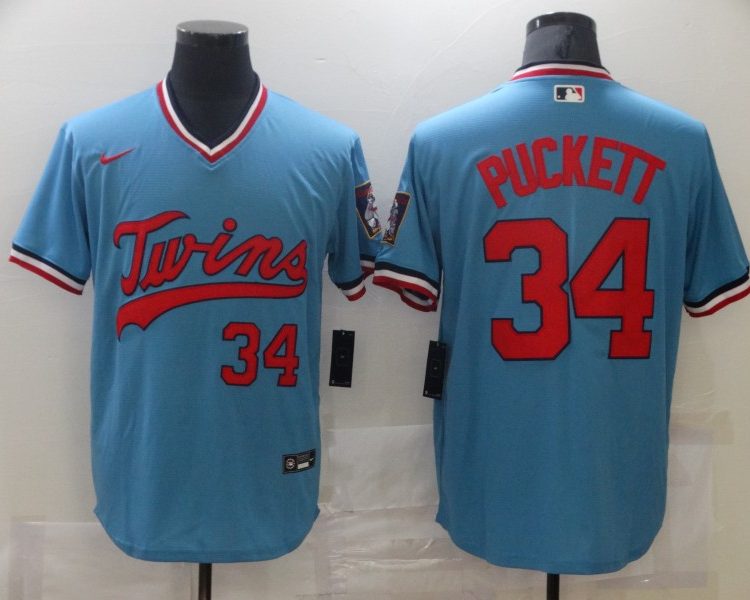 Men's Minnesota Twins Kirby Puckett #34 Blue Jersey