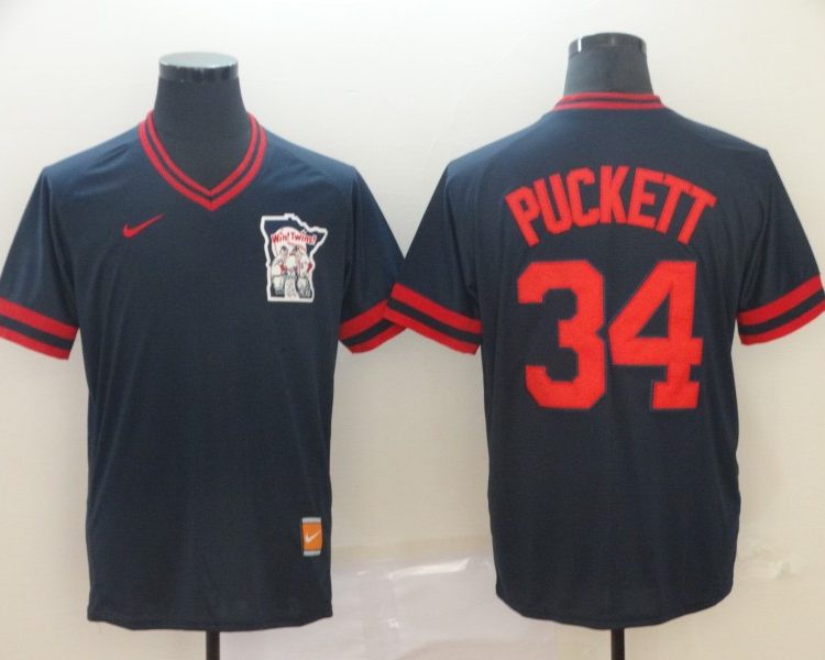 Men's Minnesota Twins Kirby Puckett #34 Navy Baseball Jersey