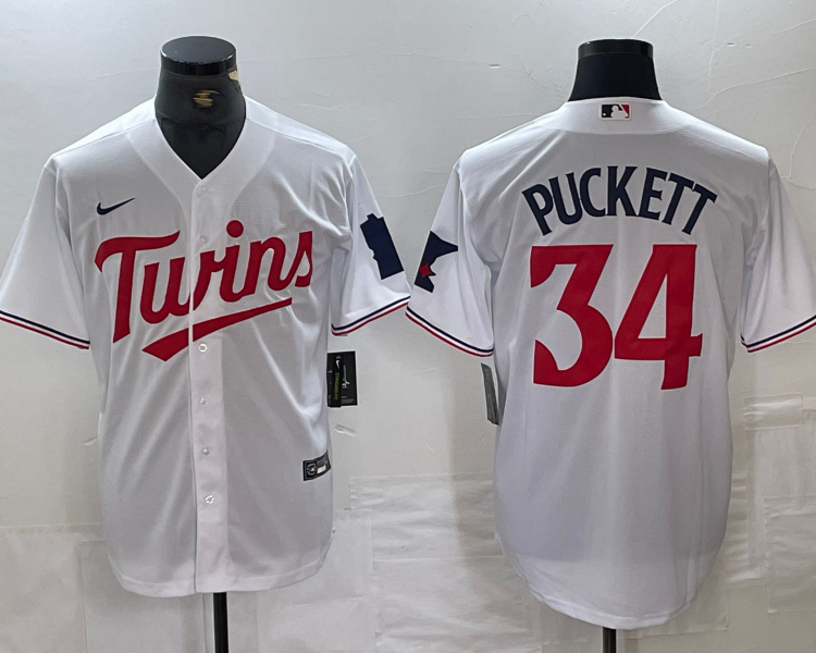 Men's Minnesota Twins Kirby Puckett #34 White Jersey