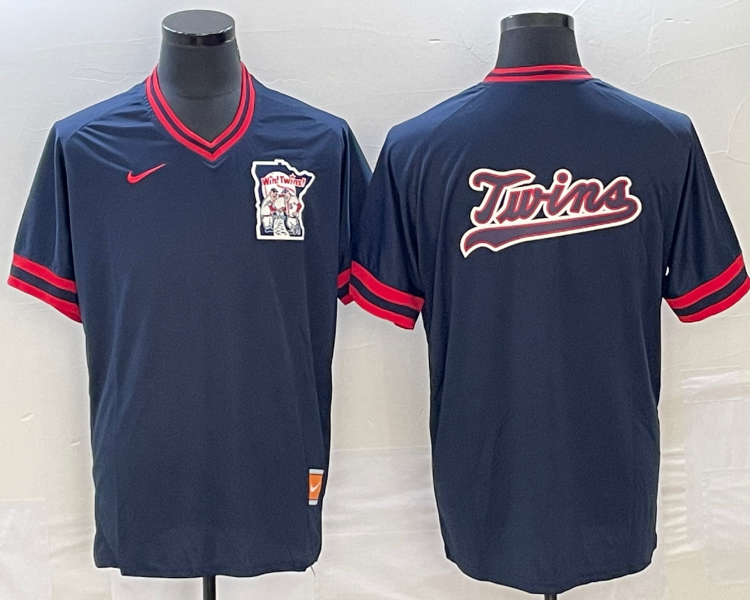 Men's Minnesota Twins Navy Logo Jersey