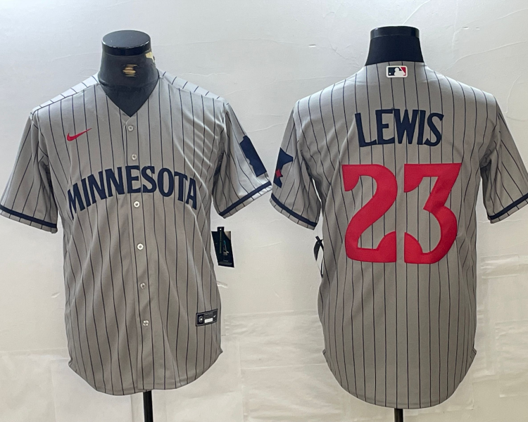 Men's Minnesota Twins Royce Lewis #23 Gray Road Team Jersey
