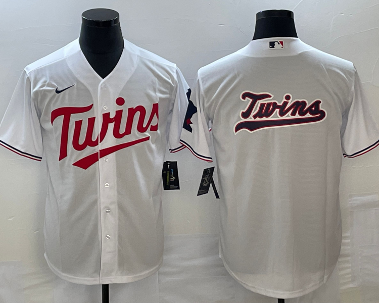 Men's Minnesota Twins White Home Team Logo Jersey