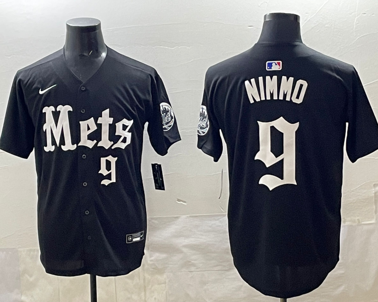 Men's New York Mets Brandon Nimmo #9 Black Jersey