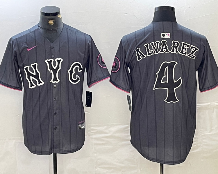 Men's New York Mets Francisco Alvarez #4 Graphite 2024 City Connect Limited Jersey