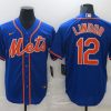 Men's New York Mets Francisco Lindor #12 Blue Baseball Jersey