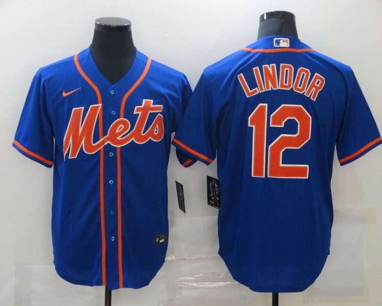 Men's New York Mets Francisco Lindor #12 Blue Baseball Jersey