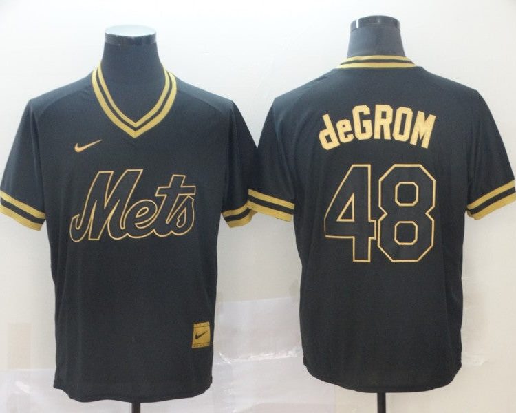Men's New York Mets Jacob deGrom #48 Black Stitched Jersey